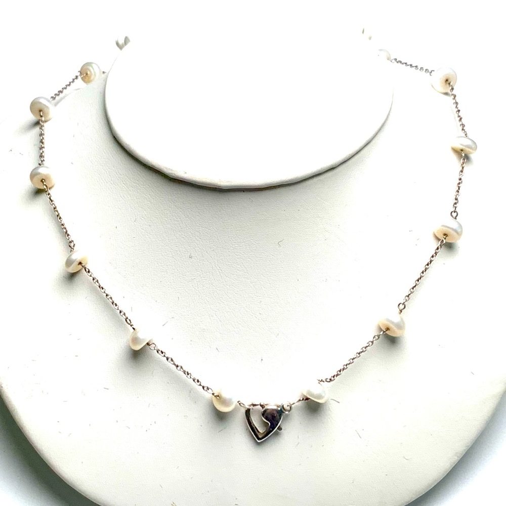 Sterling silver pearl & chain necklace